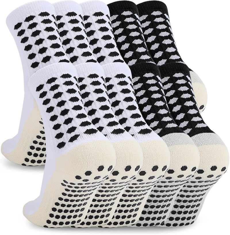 Ultrafun 3/5 Pairs Soccer Socks with Grip Pads Non Slip Football Basketball Sports Socks for Men Women - Image 1